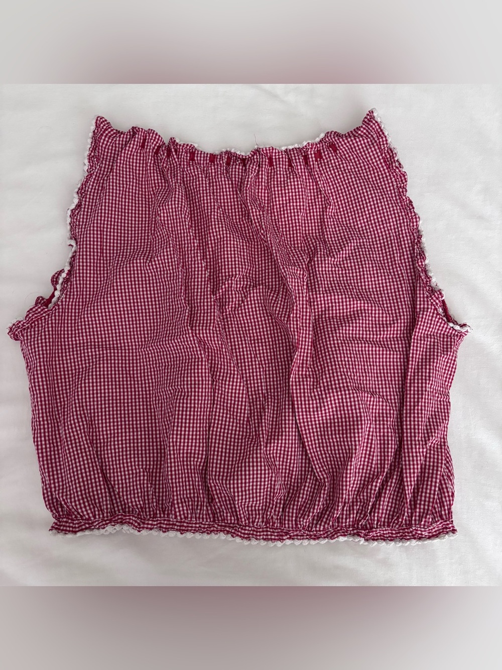 Doen Women's Traveler Red Gingham Sleeveless Crop Top with Button Front S - Picture 5 of 5